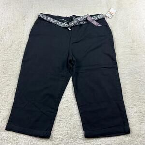 Gloria Vanderbilt Women's Black Cropped Pants with Geometric Belt